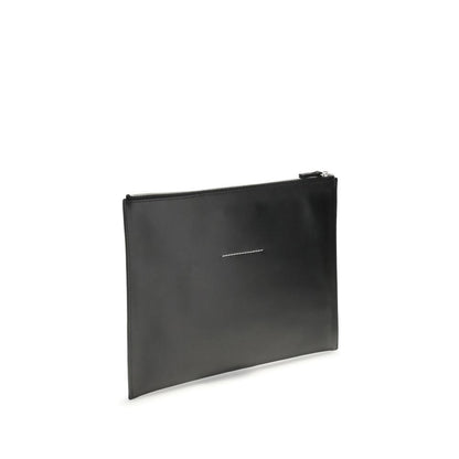 MM6 Black Calf Leather Bos Taurus Clutch Bag