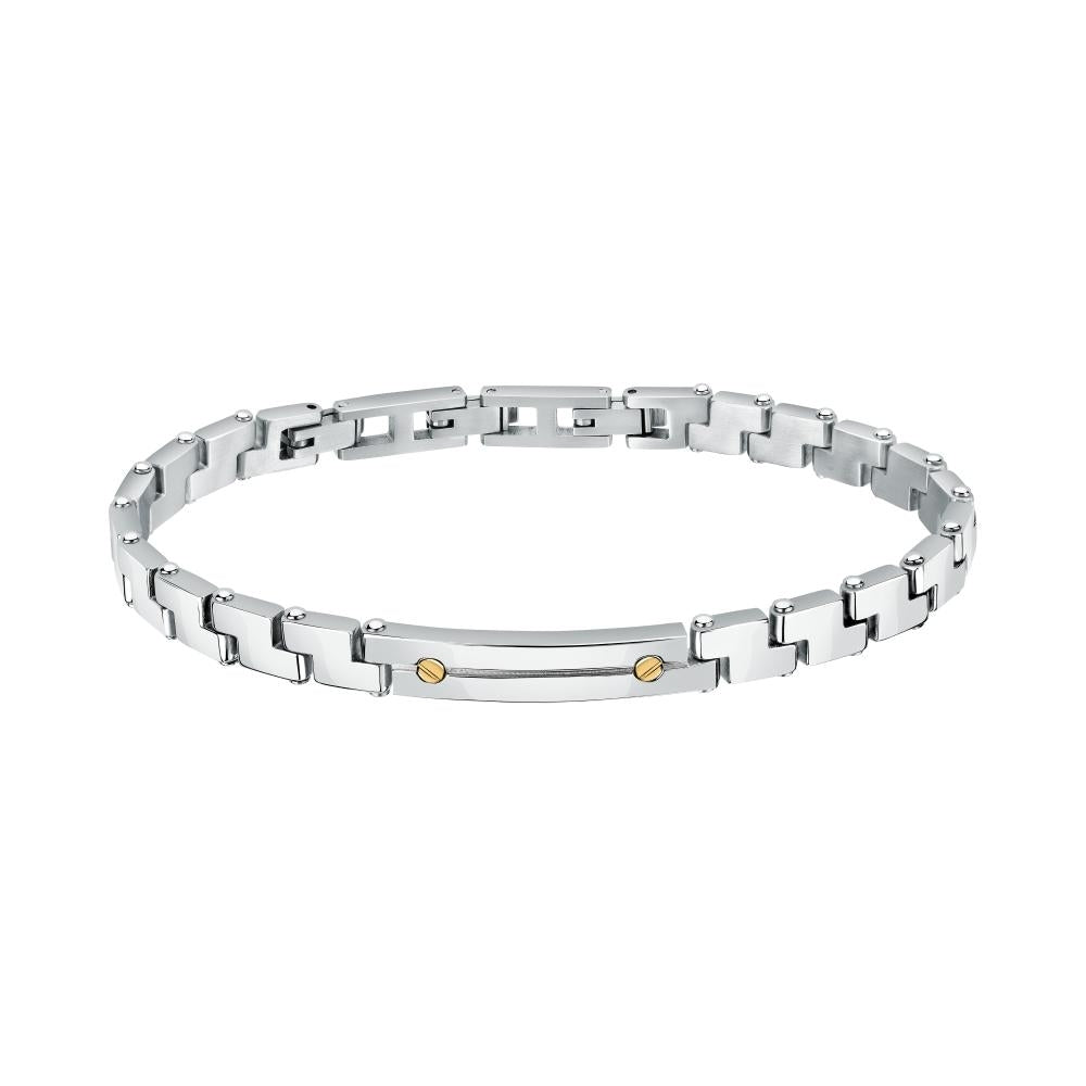 Gent's silver bracelet MORELLATO MOD. SATM19 with elegant design and gold accents.