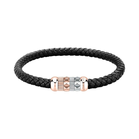 Silver gent's bracelet MORELLATO MOD. SQH51 with black band and metallic accents