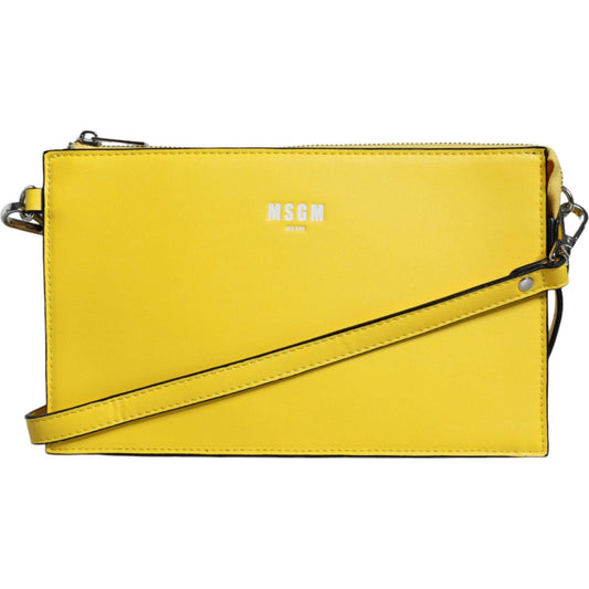 MSGM Yellow Leather Logo Crossbody Sling Shoulder Bag BAG1577