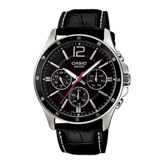 CASIO COLLECTION Mod. MULTIFUNCTION CALENDAR, LEATHER - BLACK-0