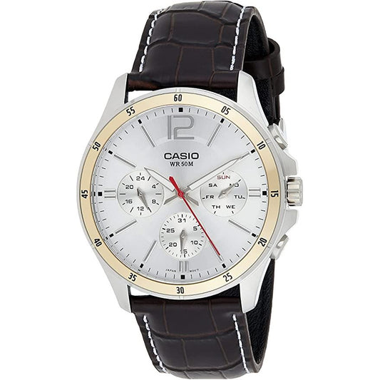 CASIO COLLECTION Mod. MULTIFUNCTION CALENDAR, LEATHER - SILVER-0