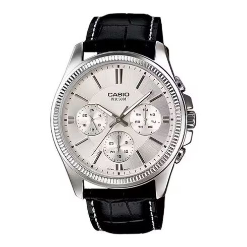 CASIO Mod. DAY DATE MULTIFUNCTION, LEATHER - WHITE