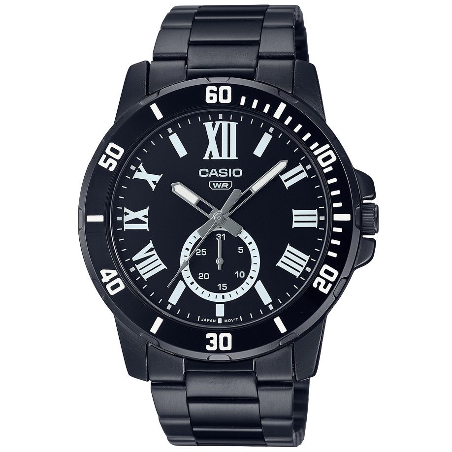CASIO COLLECTION Mod. DIVER DATE - BLACK wristwatch, splash-proof, quartz movement, SS IP black case, official box packaging.
