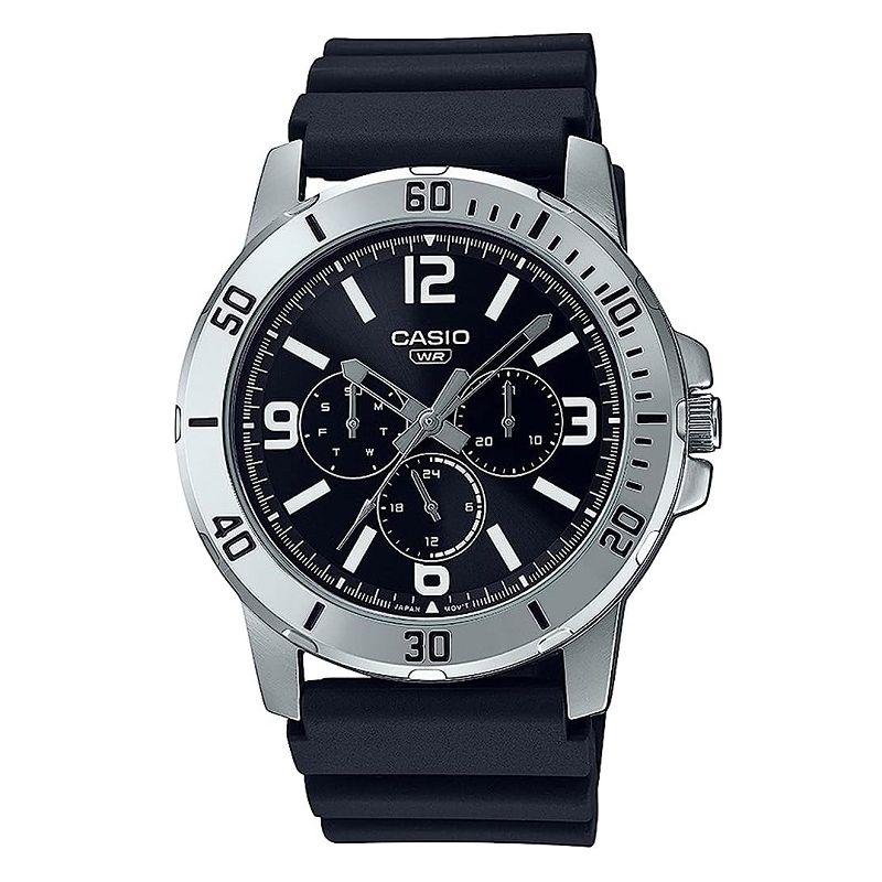 CASIO COLLECTION Mod. DIVER MULTIFUCTION - BLACK wristwatch with chronograph function, stainless steel case, resin strap, 5 ATM water resistance.