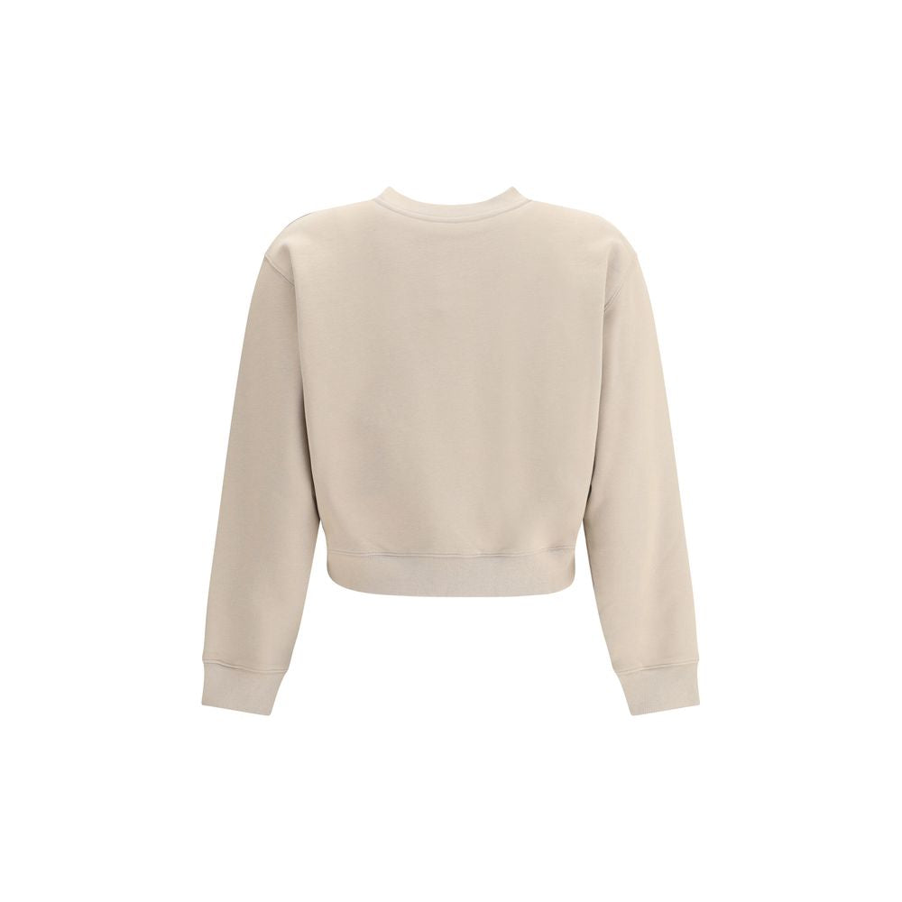 Maison Kitsuné Beige Cotton Sweatshirt back view showcasing ribbed cuffs and contemporary design.