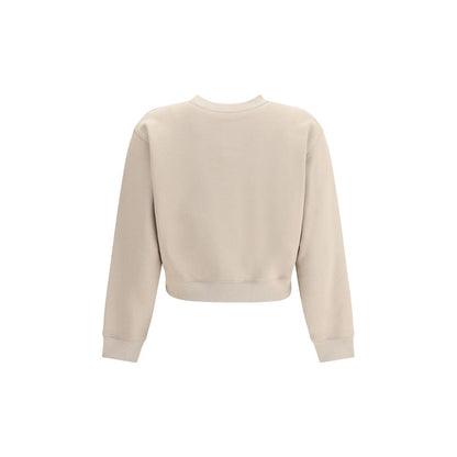 Maison Kitsuné Beige Cotton Sweatshirt back view showcasing ribbed cuffs and contemporary design.