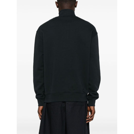 Maison Kitsuné MAISON KITSUNE' Sweaters Grey with back view, featuring anthracite color, long sleeves, and ribbed cuffs and hem.