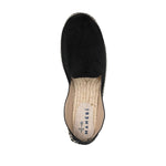 Top view of Manebí MANEBI Flat shoes Black suede espadrilles with round toe and braided raffia sole.