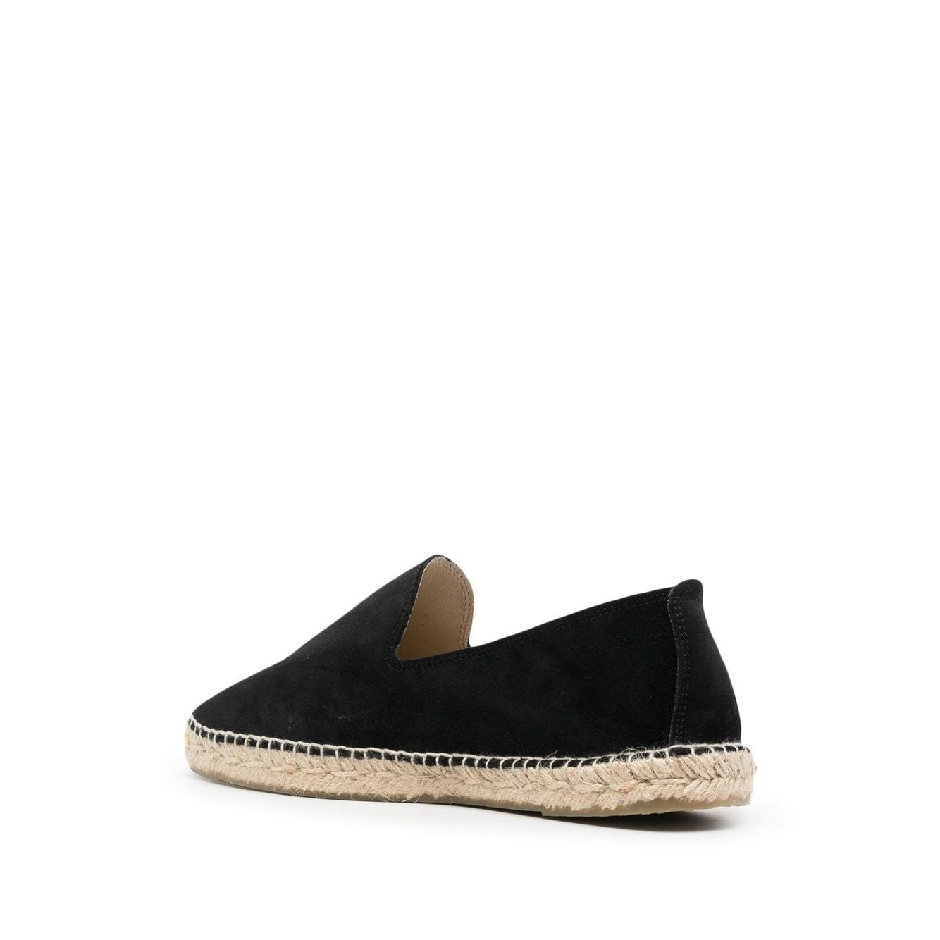 Manebí MANEBI Flat shoes Black suede espadrilles with braided raffia sole, slip-on style, and round toe design.