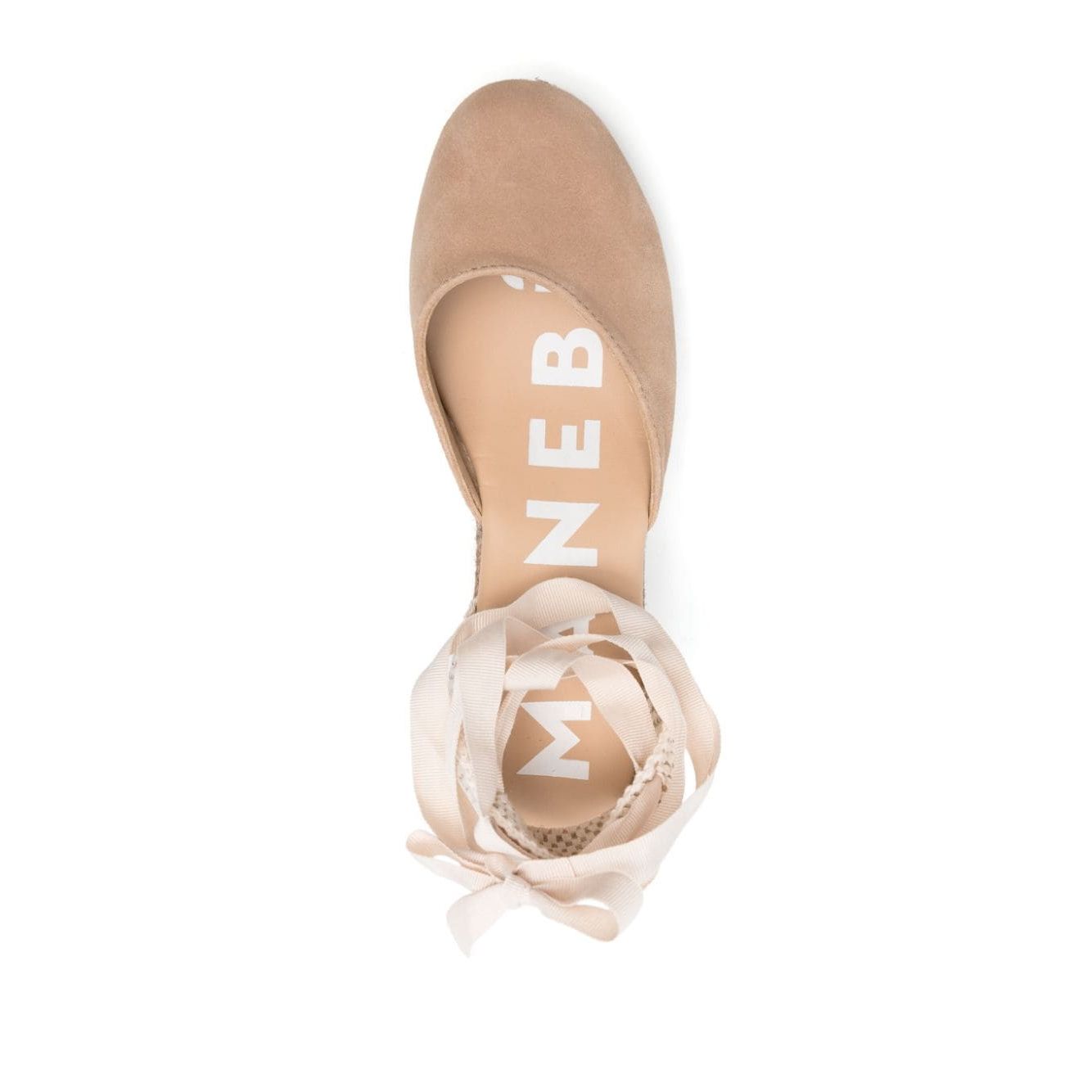 Manebí MANEBI Flat shoes Dove Grey with taupe suede and almond toe, featuring interwoven design and branded leather insole.
