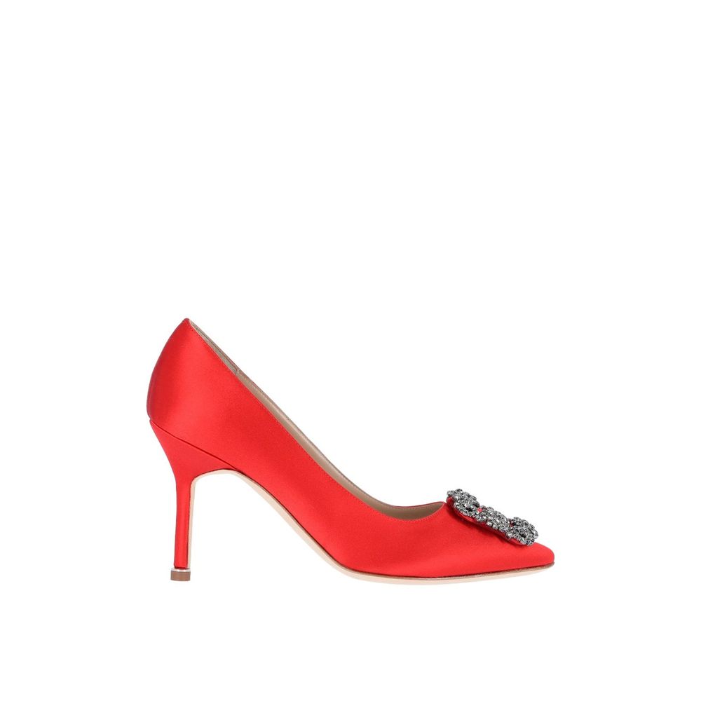 Manolo Blahnik Red Silk High Heel Pumps
