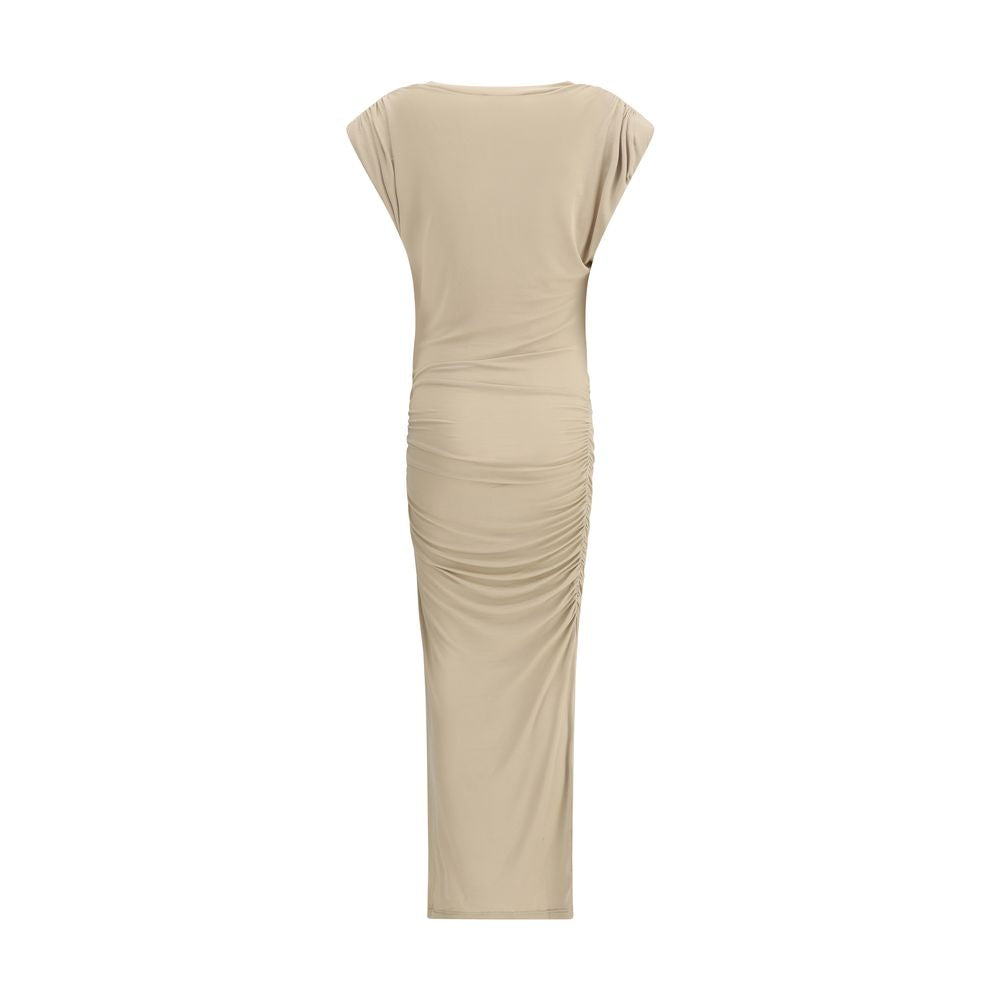 Back view of Marant Etoile Beige Modal Casual Dress showing draped design and elegant silhouette.