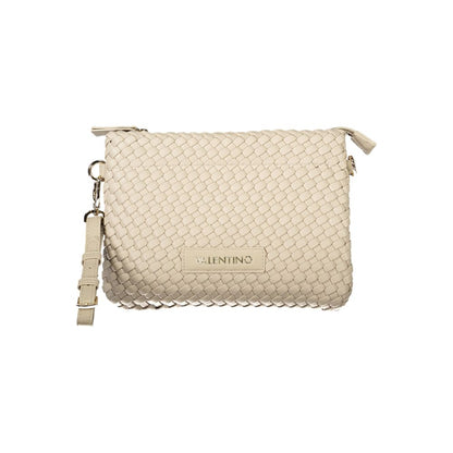 Mario Valentino Beige Polyethylene Women Handbag with woven design and adjustable strap
