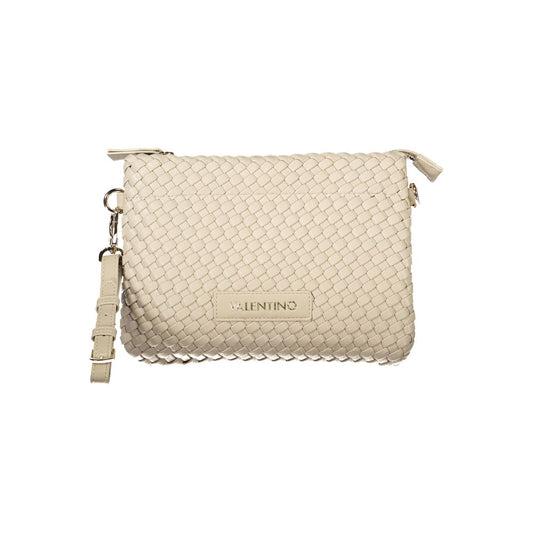 Mario Valentino Beige Polyethylene Women Handbag with woven design and adjustable strap