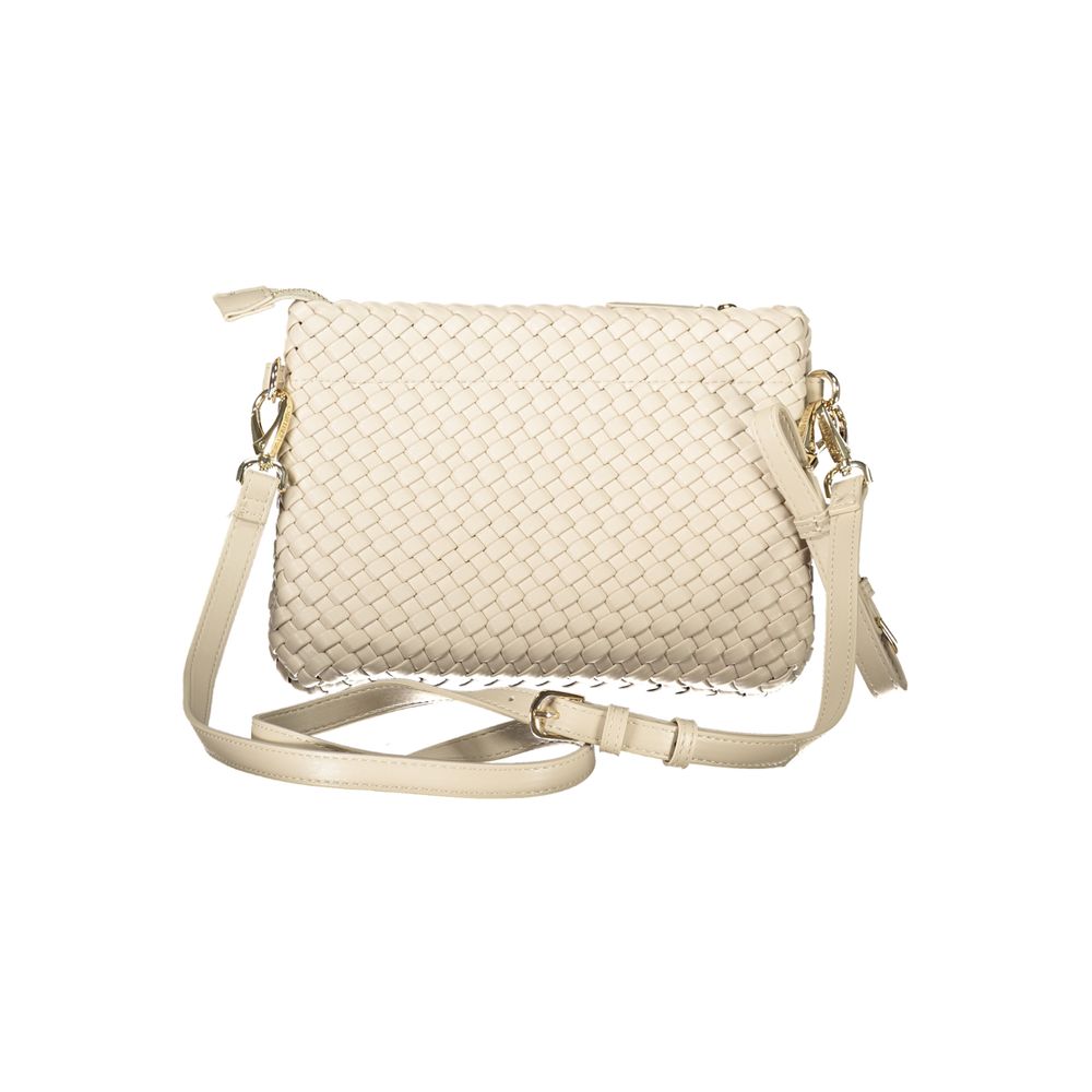 Mario Valentino Beige Polyethylene Women Handbag with adjustable strap, elegant design, and internal pockets for chic organization.