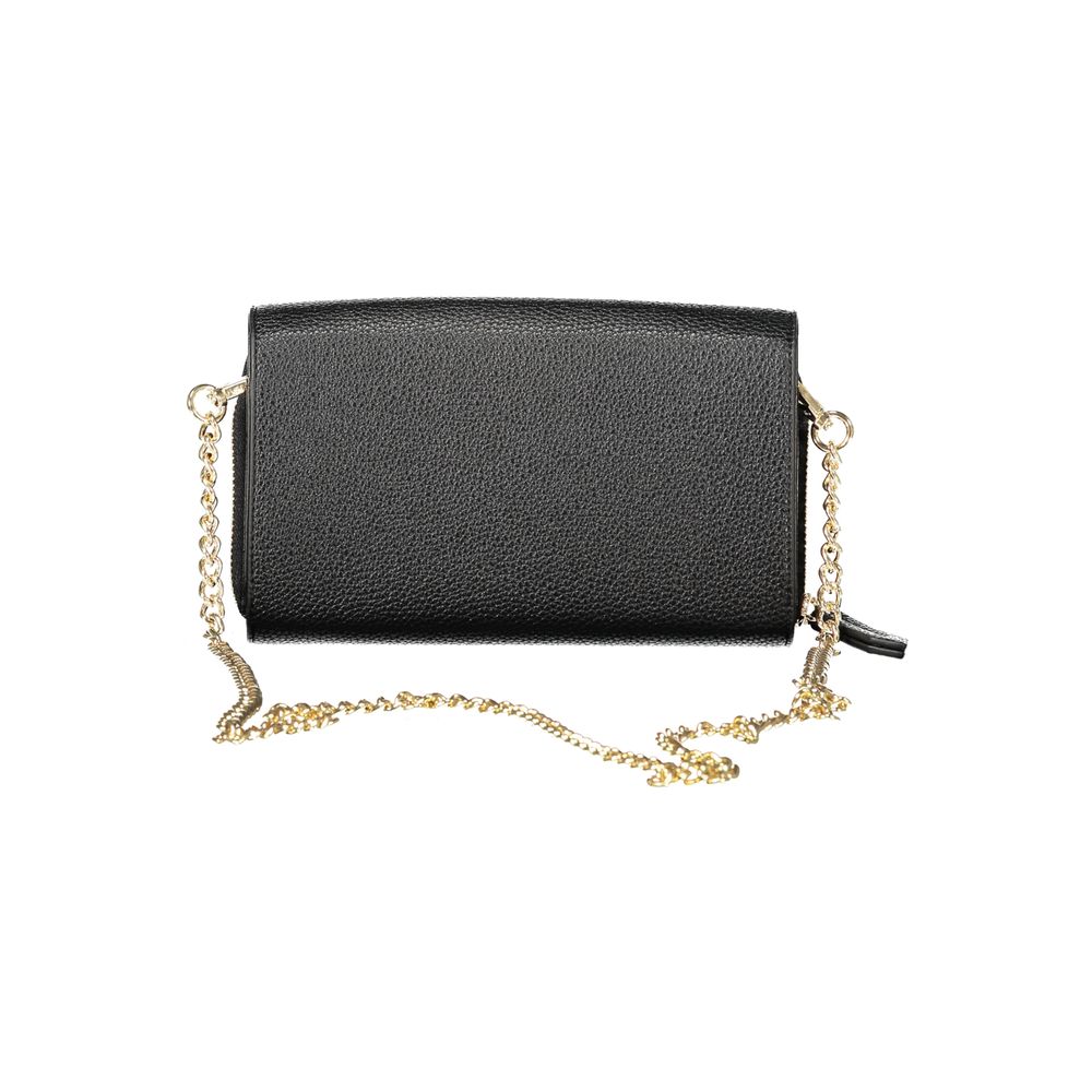 Mario Valentino Black Polyethylene Women Wallet Convertible Shoulder Bag with chain
