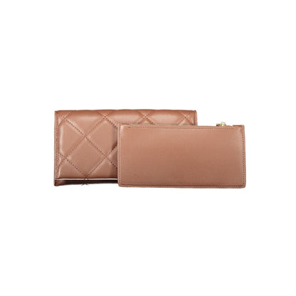 Mario Valentino Brown Polyethylene Women Wallet with dual compartments and chic design for style and practicality.