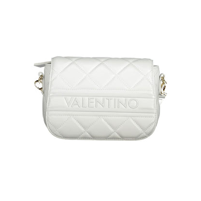 Mario Valentino Gray Polyethylene Women Handbag with quilted design and Valentino logo, featuring adjustable shoulder strap.