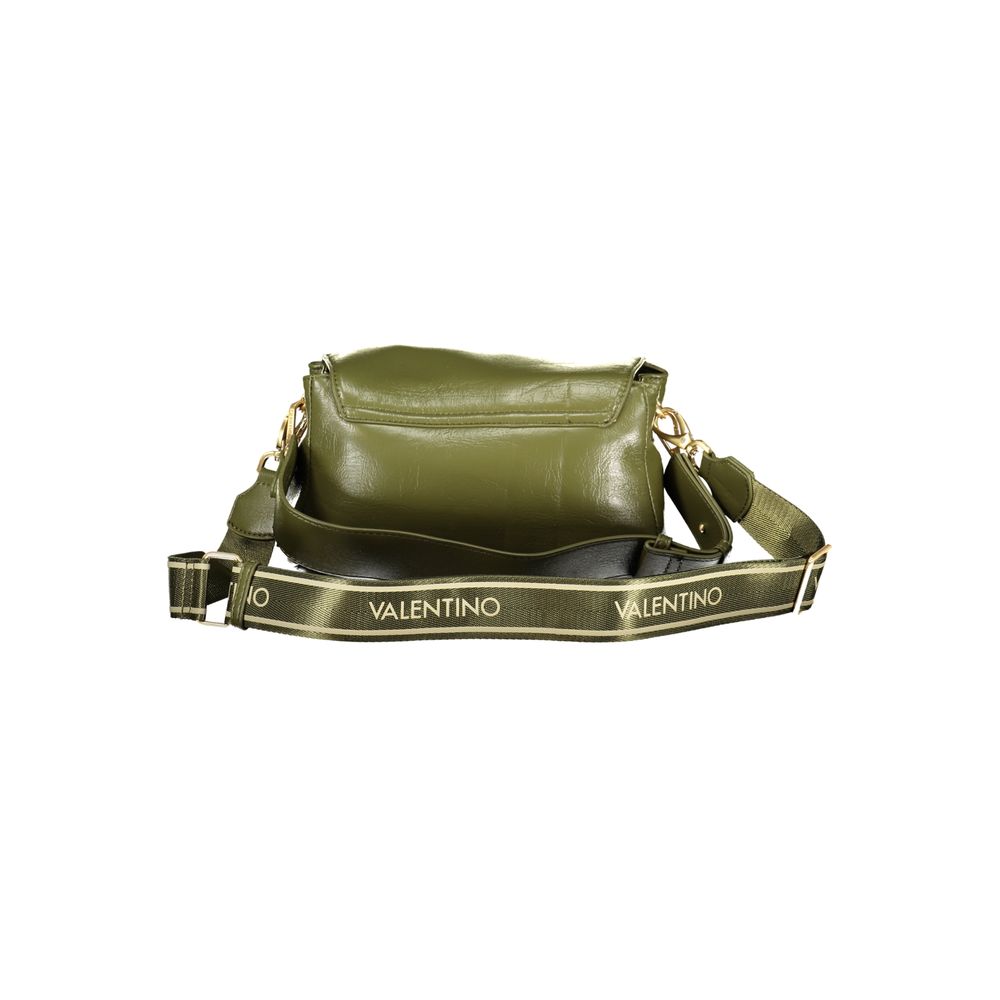 Mario Valentino Green Polyethylene Handbag with logo, removable handle, adjustable strap, multiple compartments, and zip closure.
