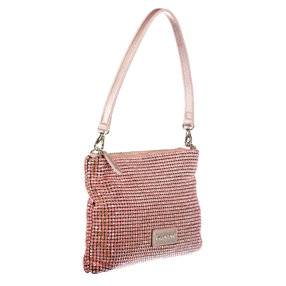 Mario Valentino Pink Polyester Women Handbag with chain and adjustable strap, chic design for versatile styling and functional elegance.