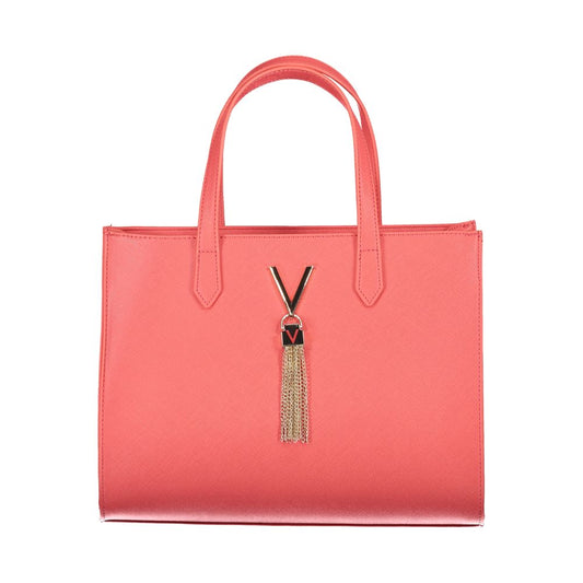 Mario Valentino Pink Polyethylene Handbag with handles, adjustable strap, internal pockets, contrasting details, and zip closure.