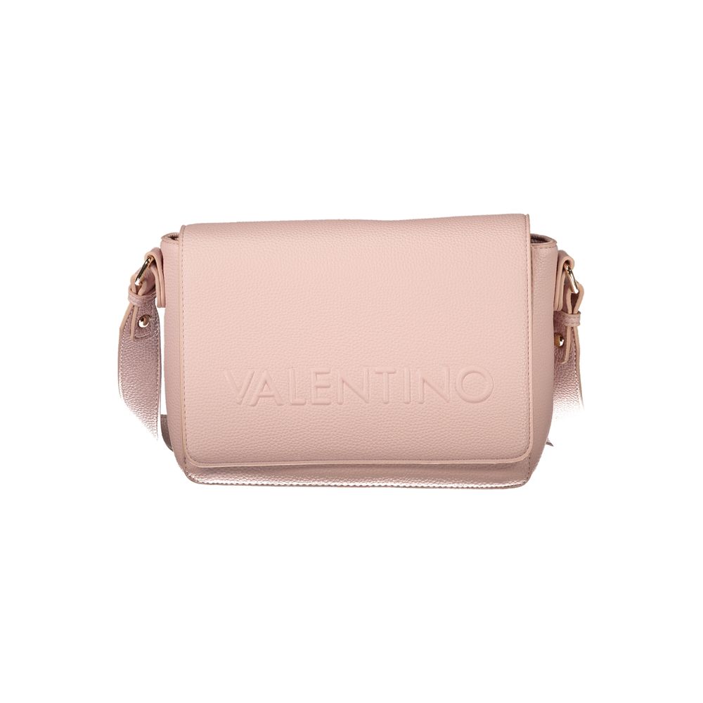 Mario Valentino Pink Polyethylene Women Handbag with adjustable shoulder strap and iconic logo.
