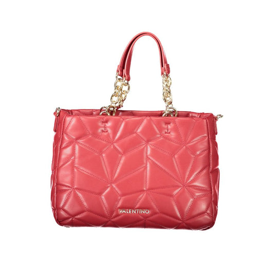 Mario Valentino Red Polyethylene Women Handbag with quilted pattern and gold chain handles