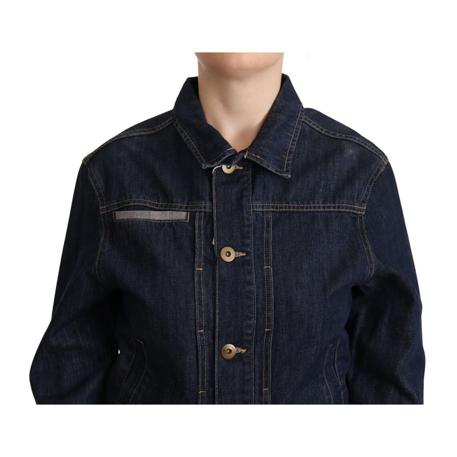 Master Coat Dark Blue Button Down Long Sleeves Denim Jacket