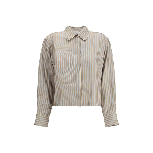 Max Mara Beige Silk Pattern Shirt
