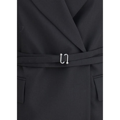 Max Mara Black Fleece Wool Full-Length Jacket