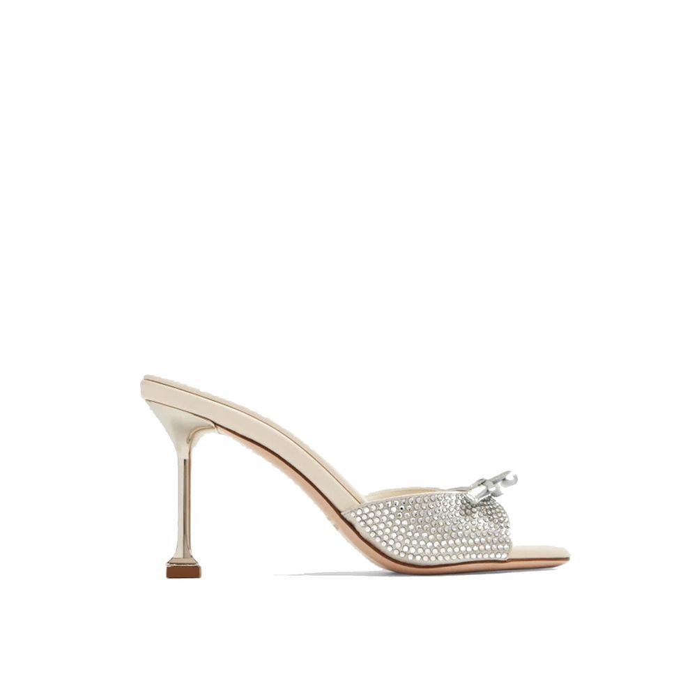 Miu Miu Silver Silk Mules