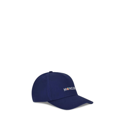 Moncler x Donald Glover Blue Cotton Cap (Baseball Hat), made from durable gabardine with unique logo, AW25 collection.