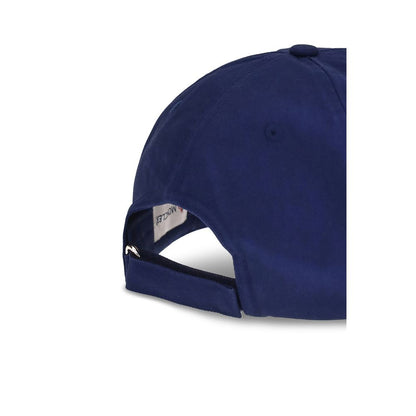 Moncler x Donald Glover Blue Cotton Cap (Baseball Hat) back view with logo detail, crafted from durable gabardine.