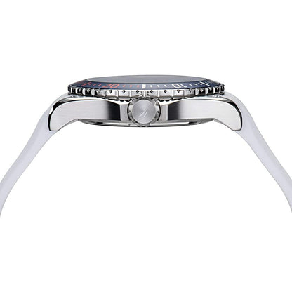 Side view of NAUTICA Mod. NAPCPS902 gent's quartz watch with multifunction dial and water resistance of 10 ATM, mineral glass, and 46 mm case.