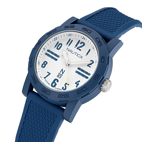 NAUTICA Mod. NAPATS301 Quartz Analog Gent Watch with Blue Strap and 44mm Mineral Dial, Water Resistant, in Official Packaging