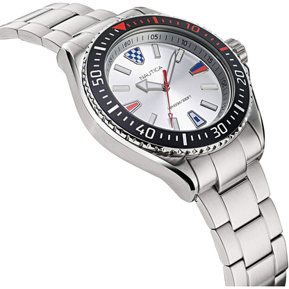 NAUTICA Mod. NAPCPS905 gent's quartz analog watch with multifunctional dial, mineral case, and official packaging. Water resistant 10 ATM.