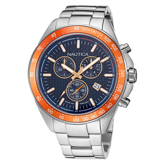NAUTICA Mod. NAPOBF117 gent quartz analog bracelet watch with multifunction features and water resistance up to 10 ATM.