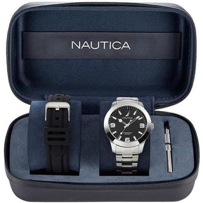 NAUTICA Mod. NAPPBF205 Gent Quartz Analog Watch in Official Box, 42mm Case, Water Resistant 10 ATM, Mineral Dial, Bracelet Included