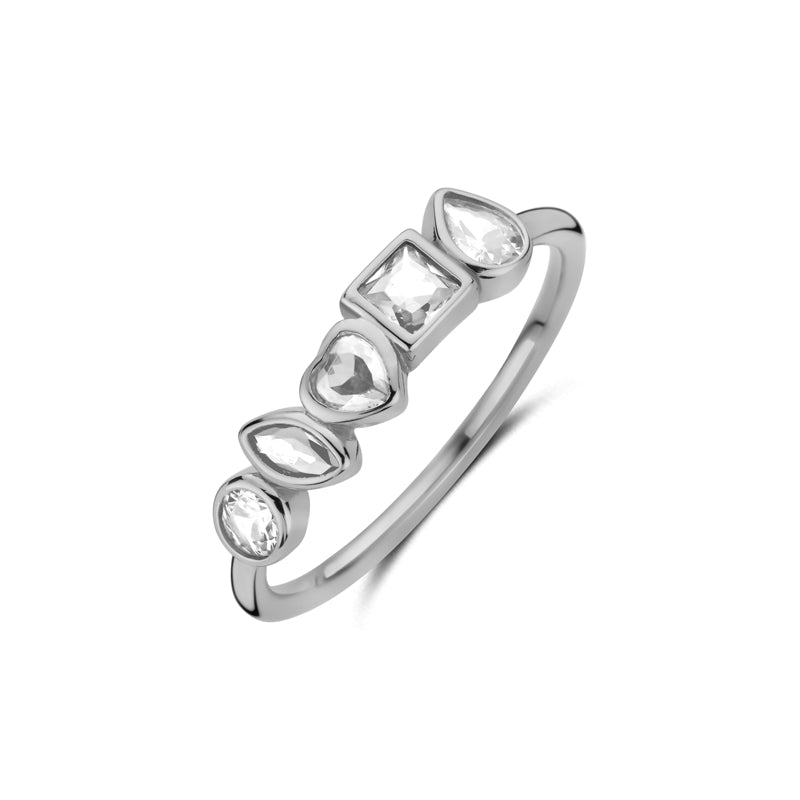 NEW BLING Mod. 9NB-1574-58 elegant silver ring with clear stones
