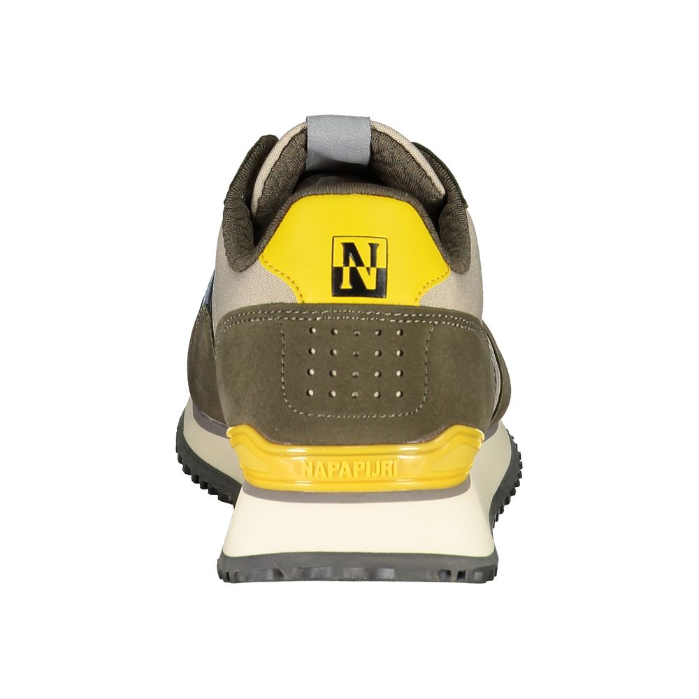 Back view of Napapijri Elegant Beige Lace-Up Sporty Sneakers highlighting contrast details and brand logo.