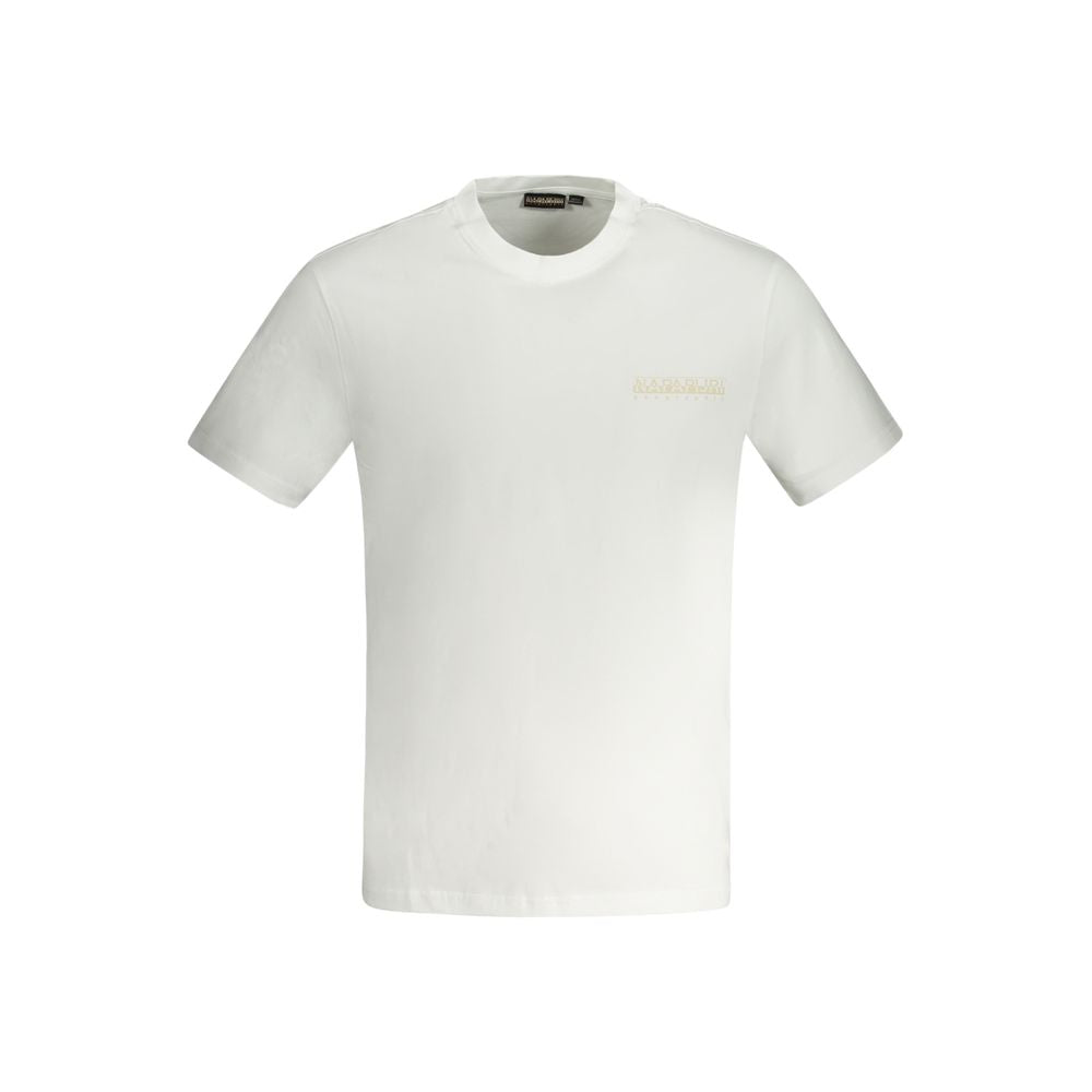 Napapijri White Cotton T-Shirt, short sleeve, regular fit, crew neck, printed logo, made of 100% organic cotton.