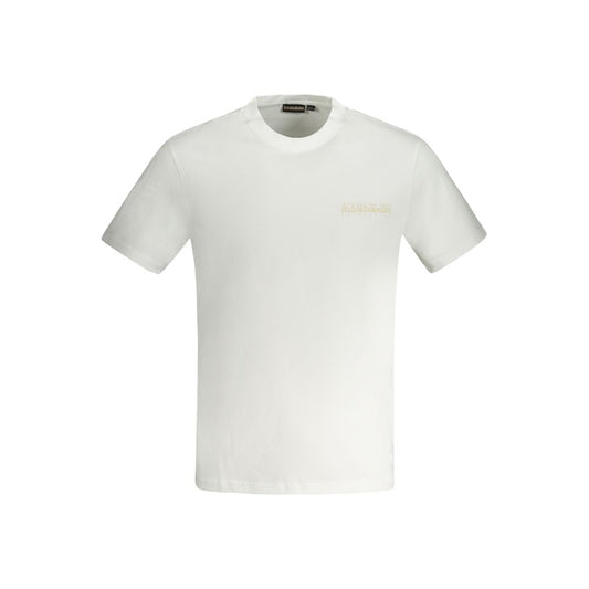 Napapijri White Cotton T-Shirt, short sleeve, regular fit, crew neck, with logo print, 100% organic cotton