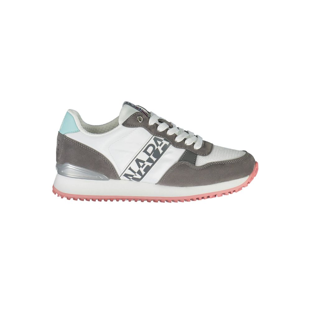Napapijri White Polyester Women Sneaker with contrasting details and Napapijri logo, showcasing stylish sports footwear.