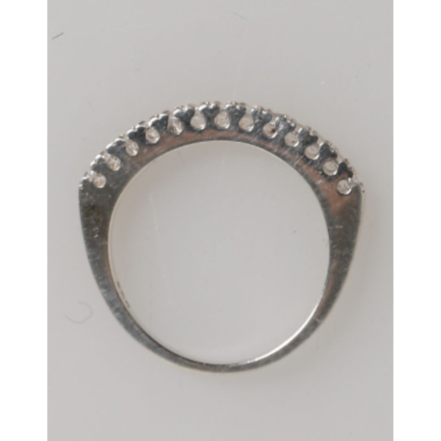 Nialaya Sterling Silver 925 Band Pave CZ Crystal Eternity Ring, women's elegant half-eternity design, clear cubic zirconia crystals.