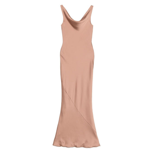 Norma Kamali Dresses Beige golden brown cowl neck sleeveless Maria gown with flared hem and full lining.