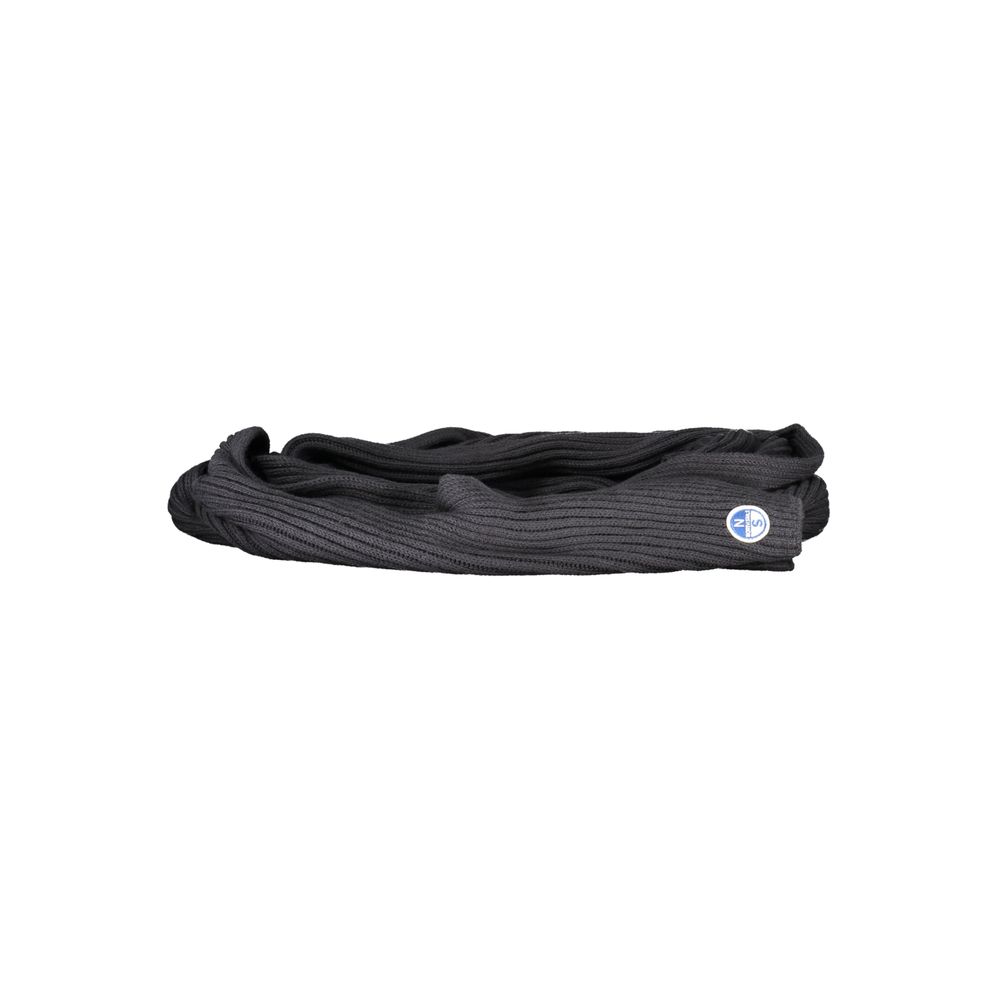 North Sails Black Cotton Scarf with logo, 30x190 cm, stylish application, soft texture, versatile and elegant accessory