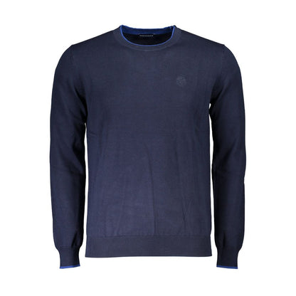 North Sails Blue Cotton Sweater with long sleeves, crew neck, contrasting details, and logo embroidery.