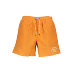 North Sails Orange Polyester Swimwear, medium 40cm trunks with elastic waistband, laces, and pockets featuring logo and organic fibers.