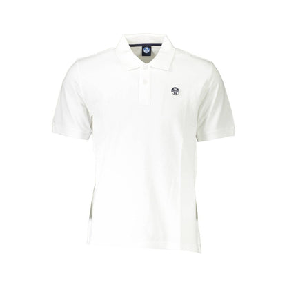 North Sails White Cotton Men Polo Shirt with embroidered logo and classic 2-button placket, perfect for casual elegance.